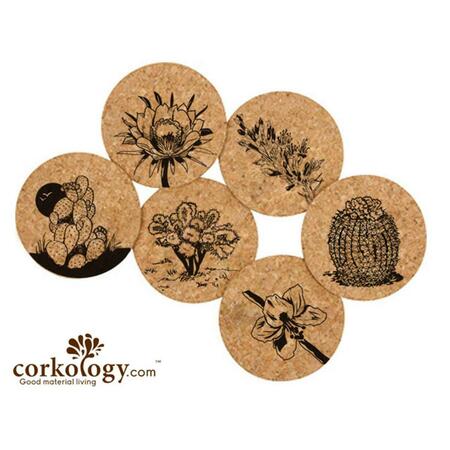 CORKOLOGY Southwest Plants Cork Coaster Sets 410